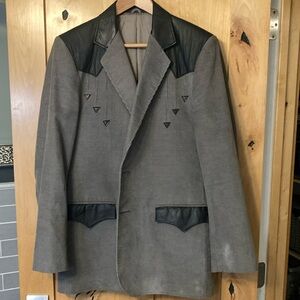 Pioneer Wear western rockabilly corduroy and leather suit coat blazer